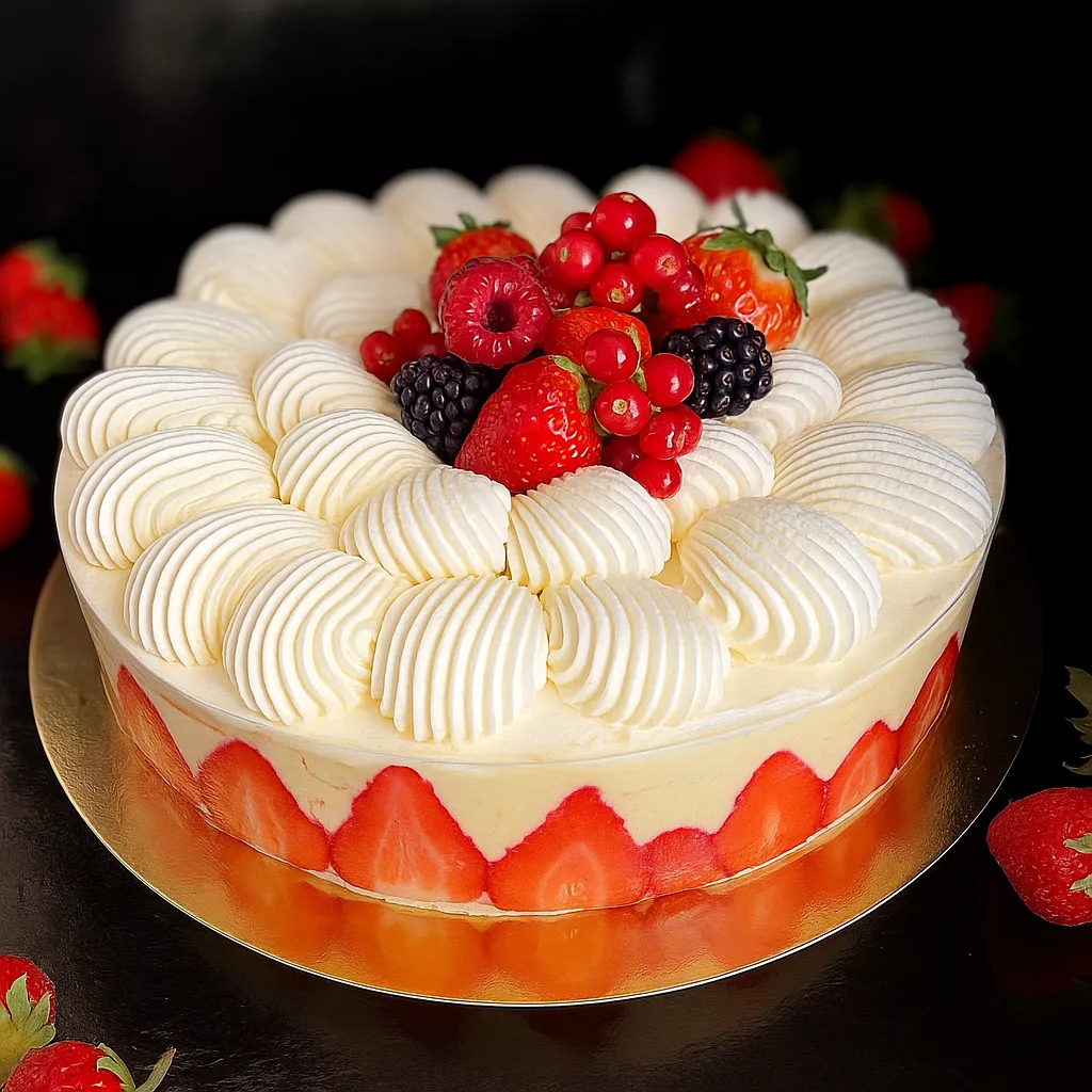 Gâteau aux fraises et crème